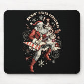Rockin Santa Playing Guitar Funny Christmas Retro Mousepad (Vorne)