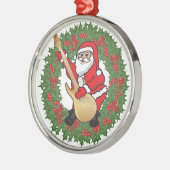 Rockin' Santa Skull Silbernes Ornament (Links)