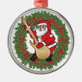 Rockin' Santa Skull Silbernes Ornament (Vorne)
