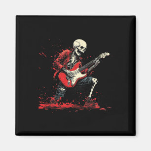 Rockin' Skelett- Elektrische Gitarre Halloween Pun Magnet