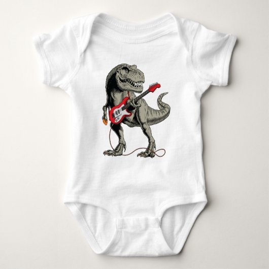 Rockin' T-Rex: Dinosaurier spielt Gitarre Baby Strampler (Vorderseite)