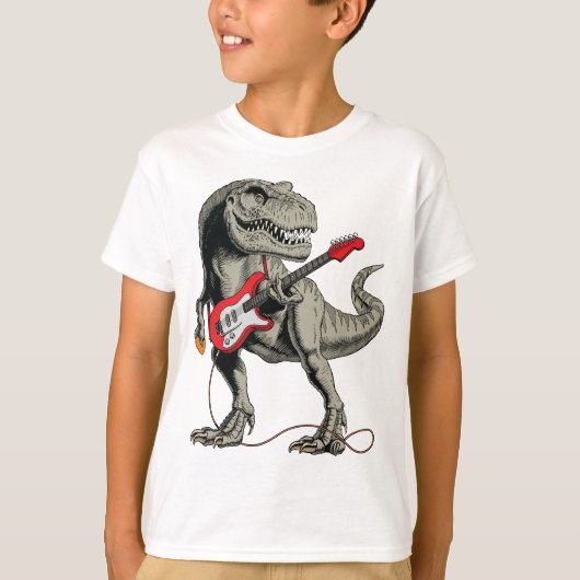 Rockin' T-Rex: Dinosaurier spielt Gitarre T-Shirt (Vorderseite)