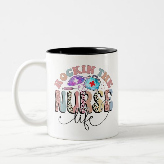Rockin the Nurlife, Nurses und Krankenpfleger Zweifarbige Tasse (Links)