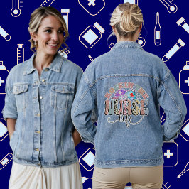 Rockin' The Nurse Life Retro Groovy Denim Jacket Jeansjacke