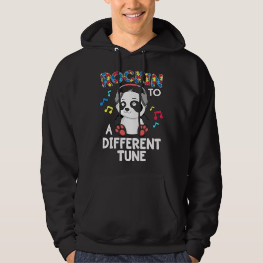 Rockin To A Different Tune Panda Autism Awareness Hoodie (Vorderseite)