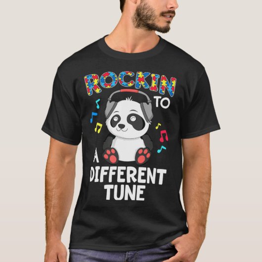 Rockin To A Different Tune Panda Autism Awareness T-Shirt (Vorderseite)
