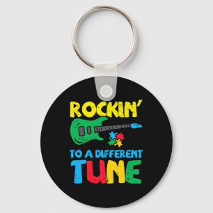 Rockin to Different Tune Guitar Autismus Bewusstse Schlüsselanhänger
