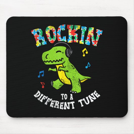 Rockin To Different Tune T-Rex Tanz Autismus Kind Mousepad (Vorne)
