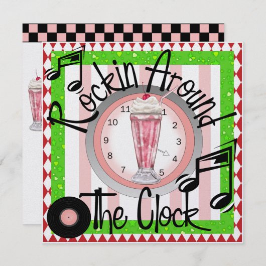 Rockin' Um das Party der Uhr - SRF Einladung (Vorne/Hinten)