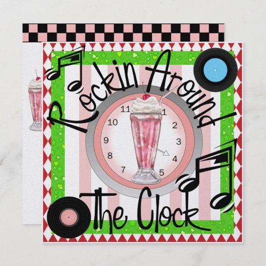 Rockin' Um das Party der Uhr - SRF Einladung (Vorne/Hinten)