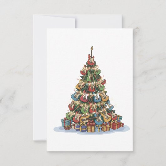 Rockin' um den Weihnachtsbaum | Funny Guitaris Dankeskarte (Rückseite)
