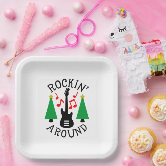 Rockin' Um den Weihnachtsbaum Pappteller (Party)