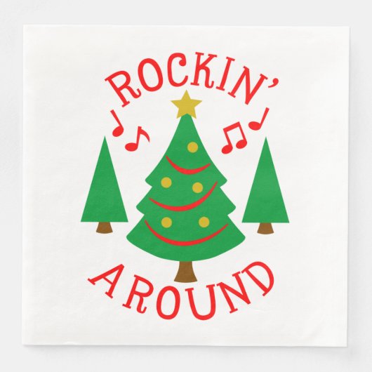 Rockin' Um den Weihnachtsbaum Serviette (Vorderseite)