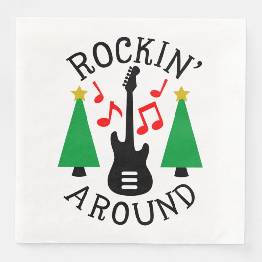 Rockin' Um den Weihnachtsbaum Serviette (Vorderseite)