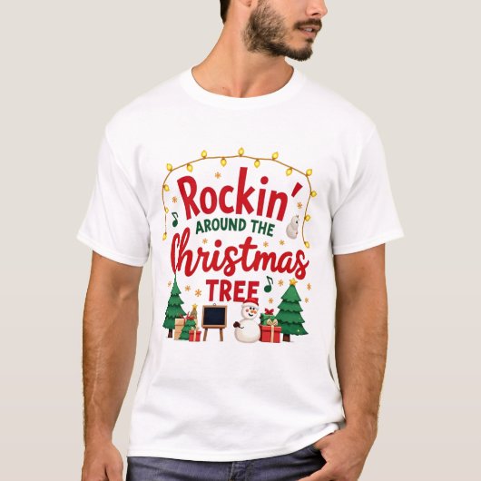 Rockin um den Weihnachtsbaum T-Shirt (Vorderseite)