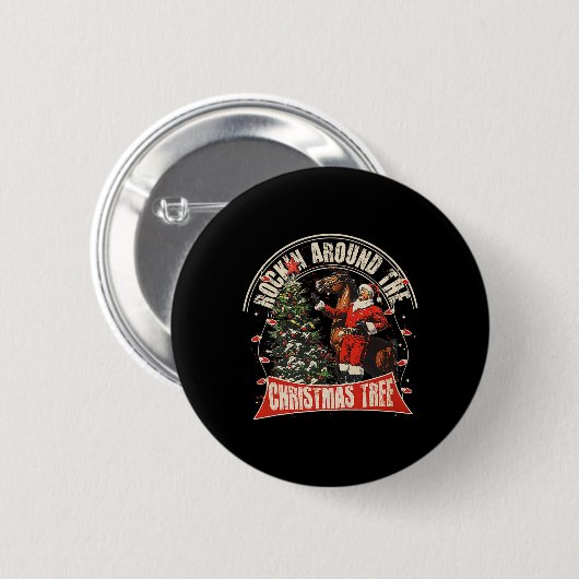 Rockin' um den Weihnachtslustigen Cowboy Trump Wir Button (Vorne & Hinten)