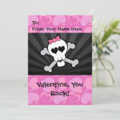 Rockin' Valentine Skull Feiertagskarte (Stehend Vorderseite)