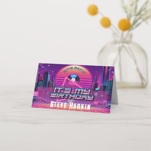 Rockin Vaporwave Party Platzkarte (Vorderseite)