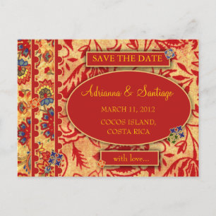 ROCKIN VINTAGER COSTA RICAN MIT BLUMEN SAVE THE ANKÜNDIGUNGSPOSTKARTE