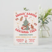 Rockin Weihnachtsbaum Hippie Retro Party Einladung (Stehend Vorderseite)