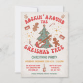 Rockin Weihnachtsbaum Hippie Retro Party Einladung (Vorderseite)