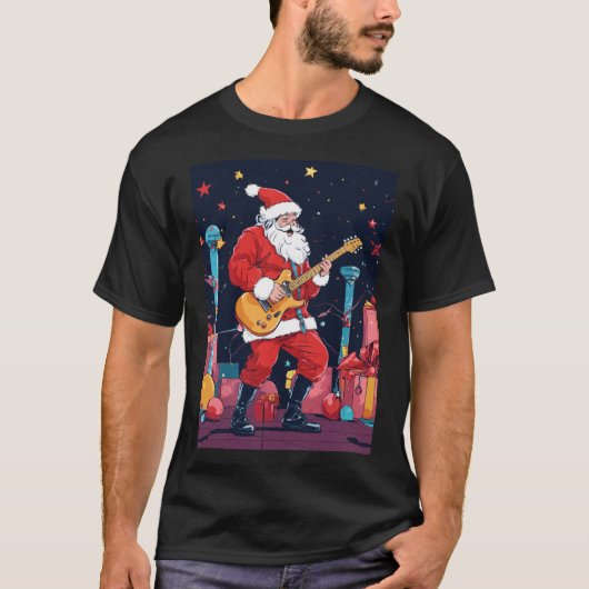 Rockin’ Weihnachtsmann spielt Gitarre T-Shirt (Vorderseite)