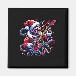 Rockin' Xmas Skeleton - Electric Guitar Holiday De Magnet