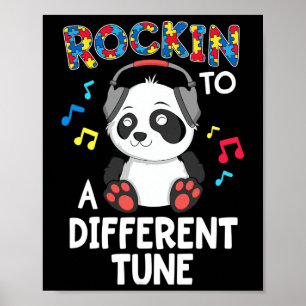 Rockin' zu einem anderen Tune Panda Autismus Bewus Poster