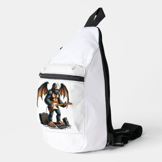 Rocking Bigfoot Shred auf Gitarre Crossbody Bag (Rechte Ecke)