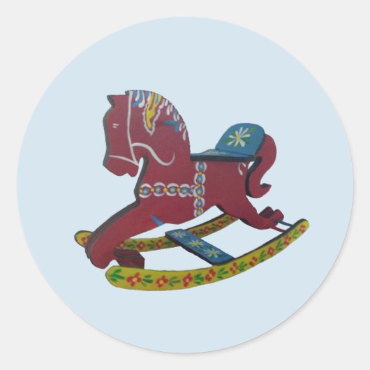 Rocking Dala Horse Runder Aufkleber (Vorderseite)