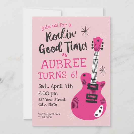 Rocking Good Time Rockstar Einladung zum Geburtsta (Vorderseite)