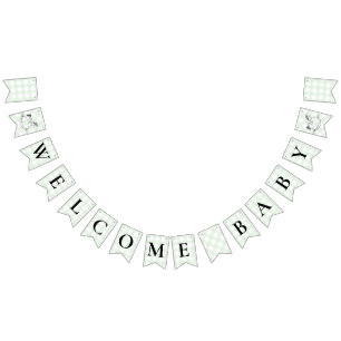 Rocking Hors Green Gingham Baby Shooting Bunting Wimpelkette