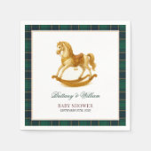 Rocking Horse Baby Dusche Elegante Tartan Kariert Serviette (Vorderseite)