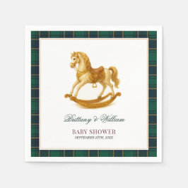 Rocking Horse Baby Dusche Elegante Tartan Kariert Serviette