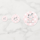Rocking Horse Baby Dusche Pink Gingham Confetti Konfetti (Rückseiten)