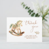 Rocking Horse Baby Dusche Vielen Dank Begleitkarte (Stehend Vorderseite)