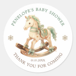 Rocking Horse Baby Dusche Vielen Dank Runder Aufkleber