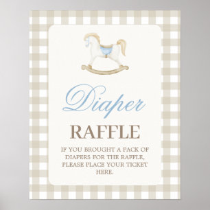 Rocking Horse Baby Dusche Windeln Raffle Schild
