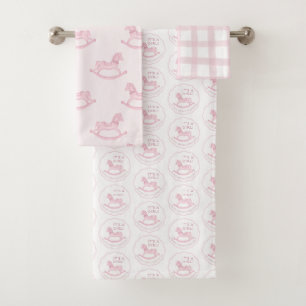 Rocking Horse Baby Girl Personalisiert Badhandtuch Set