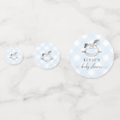Rocking Horse Baby Shower Blue Gingham Confetti Konfetti (Vorderseiten)