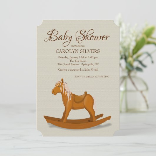 Rocking Horse Baby Shower Einladung (Stehend Vorderseite)