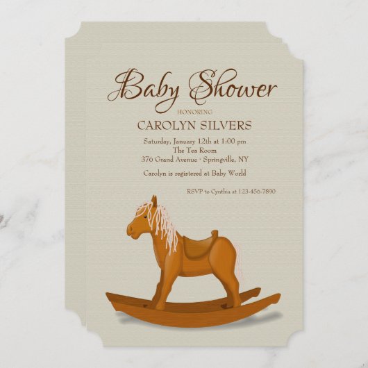 Rocking Horse Baby Shower Einladung (Vorne/Hinten)