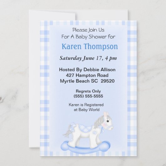 Rocking Horse Baby Shower Einladung (Vorderseite)