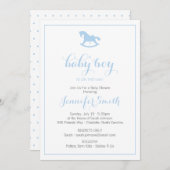 Rocking Horse Baby Shower Einladung Blau (Vorne/Hinten)