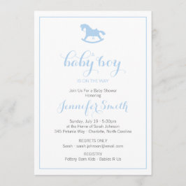 Rocking Horse Baby Shower Einladung Blau