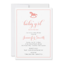 Rocking Horse Baby Shower Einladung Koralle