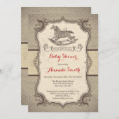 Rocking Horse Baby Shower Einladung Vintag Retro (Vorne/Hinten)
