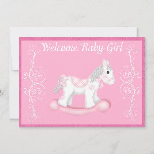 Rocking Horse Baby Shower Invitation (Girl) Einladung (Vorderseite)