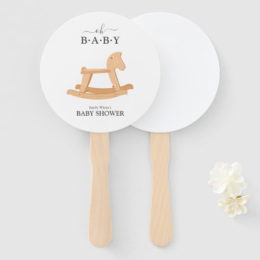 Rocking Horse Baby Shower Minimalistisch Baby Dusc Fächer (Vorne und Hinten)