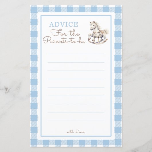 Rocking Horse Baby Shower Ratschläge für die Elter (Vorderseite)